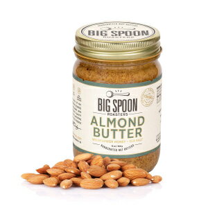 Big Spoon Roasters Almond Butter With Organic Wildflower Honey & Sea Salt - Keto Friendly & Low Sugar, Raw Honey Almond Butter - Crunchy Almond Butter - Gourmet, Pure Almond Nut Butter - 13 Ounces