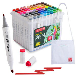 ParKoo 80 Colors Alcohol Markers Artist Drawing Art Marker Pen for Kids Dual Tip Adult Coloring ting Supplies Perfect Boys Girls Students