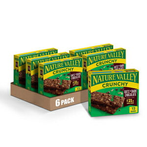 Nature Valley Crunchy Granola Bars, Oats 'n Dark Chocolate, 12 Bars, 8.94 OZ (Pack of 6)