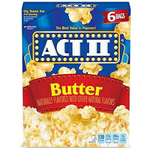 2.75 Ounce (Pack of 6), Butter, ACT II Butter Microwave Popcorn, 6-Count 2.75-oz. Bags (Pack of 6)