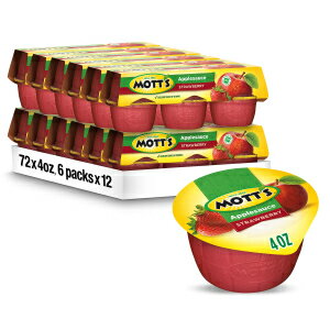 Mott's Strawberry Applesauce, 4 Oz Cups, 72 Count (12 Packs Of 6), No Artificial Flavors, Good Source Of Vitamin C, Nutritious Option For The Whole Family 1