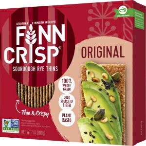 Finn Crisps Original Rye Crispbread 7oz Thin, Crispy Rye Flatbread Crackers Authentic Finnish Sourdough Crispbread Whole Grain Rye Crackers 7 oz Box