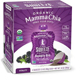 楽天GlomarketMamma Chia Organic Vitality Squeeze Snack, Blackberry Bliss, 24- 3.5 Ounce Chia Pouches. USDA Organic, Non-GMO, Vegan, Gluten Free, and Kosher. Fruit and Vegetables with only 70 Calories