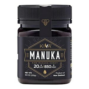 8.8 Ounce (Pack of 1), Kiva Raw Manuka Honey UMF 20 MGO 850 100 Pure New Zealand Honey (8.8oz/250g BPA-Free Jar) UMF and MGO Certified GMO-Free Traceable
