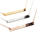 楽天GlomarketNecklace Coordinate Bar - Customized Diamond Engraving, 16K Gold Plated, GPS Personalized Gift