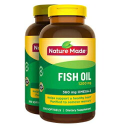 2 x 200パック ネイチャーメイド フィッシュオイル 1200 mg ソフトジェル オメガ 3 2 x 200Pk Nature Made Fish Oil 1200 mg Softgels Omega 3