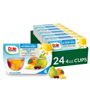Dole Fruit Bowls No Sugar Added Snacks, Cherry Mixed Fruit 4oz 24 Cups, Gluten & Dairy Free, Bulk Lunch Snacks for Kids & Adults
