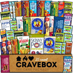 CRAVEBOX Healthy Snack Box (35 Count) Spring Finals Variety Pack Care Package Gift Basket Kid Men Women Adult Nuts Health Nutrition Assortment College