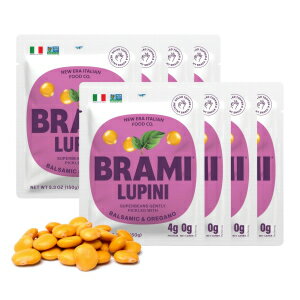 BRAMI Lupini Beans Snack, Balsamic & Oregano | 7g Plant Protein, 1g Net Carbs | Vegan, Vegetarian, Keto, Mediterranean Diet | 5.3 Ounce (8 Count)