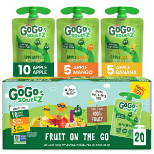 楽天GlomarketGoGo squeeZ Fruit on the Go Variety Pack, Apple, Mango & Banana, 3.2 oz （Pack of 20）, Unsweetened Fruit Snacks for Kids, Gluten Free, Nut Free and Dairy Free, Recloseable Cap, BPA Free Pouches