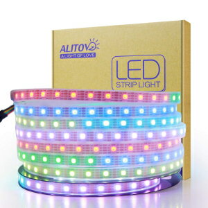 ALITOVE 12V WS2815 Addressable LED Strip Lights Outdoor Dual Signal 16.4FT 300LEDs Upgraded WS2812B WS2811 Programmable RGB Chasing LED Light Strip Waterproof IP67 for DIY Decor(No Power Controller)