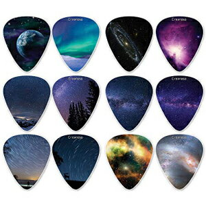Creanoso Acoustic Guitar Picks Space Galaxy Universe Planets (12-Pack) - Premium Music Gifts & Guitar Accessories for Musician Gift – Medium Gauge Celluloid – Great Guitar Tool for Musicians.