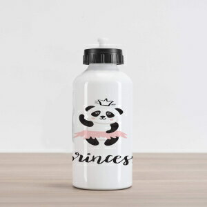 Ambesonne Cartoon Aluminum Water Bottle, Funny Ballerina Panda Bear Dancing in Pink Skirt Girls, Insulated Spill-Proof Travel Sports Water Bottle, 16.9 OZ, Grey Rose