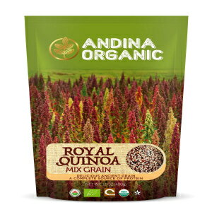 Andina Organic - Premium Tricolor Organic Quinoa | Gluten Free Pre-Washed | Protein Rich Whole Grain Royal Quinoa | Rainbow Quinoa (400Grams / 14.11oz pk))