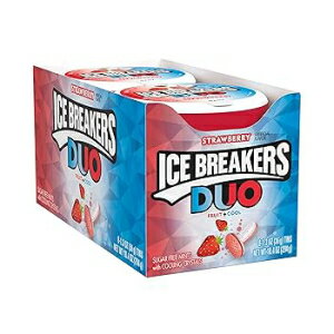 1.3 Ounce (Pack of 8), Strawberry, ICE BREAKERS Duo Fruit Plus Cool Strawberry Sugar Free Breath Mints Tins, 1.3 oz (8 Count)