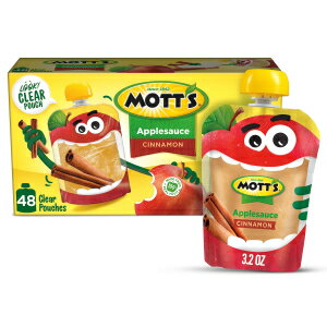 Mott's Cinnamon Applesauce, 3.2 Oz Clear Pouches, 48 Count (4 Packs Of 12), No Artificial Flavors, Good Source Of Vitamin C, Nutritious Option For The Whole Family