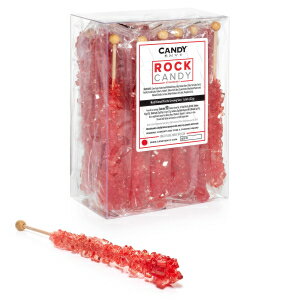 Candy Envy - Red Rock Candy Sugar Sticks - Strawberry Flavored - 24 Indiv. Wrapped