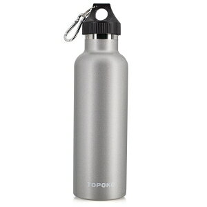 TOPOKO Colored Non-Rusty Stainless Steel Vacuum Water Bottle Double Wall Insulated Thermos, Sports Hike Travel, Leak Proof, BPA Free, 25 oz, Grey (Grey)