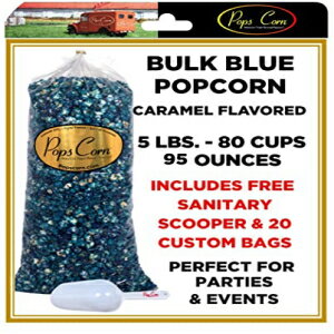 BLUE POPCORN! Gourmet It's a Boy-BULK/WHOLESALE -5 LBS.-80 CUPS-95 OZ-FREE SANITARY SCOOPER & 20 gift Bags Included!