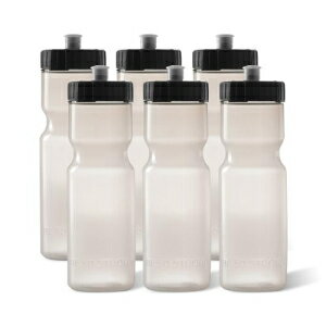 50 Strong Sports Squeeze Water Bottle 6 Pack ? 22 oz. BPA Free Easy Open Push/Pull Cap ? USA Made (Clear)