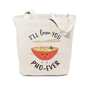 The Cotton & Canvas Co. I'll Love You Pho-Ever 再利用可能な食料品バッグとファーマーズ マーケット トートバッグ The Cotton & Canvas Co. I'll Love You Pho-Ever Reusable Grocery Bag and Farmers Market Tote Bag