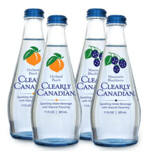 11 Fl Oz (Pack of 4), Assorted, Clearly Canadian Sparkling Water 4 Pack - (2) Mountain Blackberry and (2) Orchard Peach