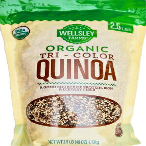 Wellsley Farms 100% USDA I[KjbN OFLmAA2.5 |h Wellsley Farms 100% USDA Organic Tri-Color Quinoa, 2.5 Pounds