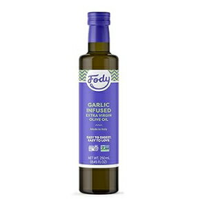Garlic Infused, Fody Foods Vegan Extra Virgin Olive Oil, Italian Made Garlic Infused, Cold-Pressed, Low FODMAP Certified, Gut & IBS Friendly