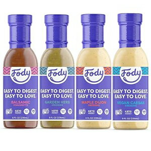 Variety 1, Fody Foods Vegan Variety Salad Dressing Pack Low Fodmap Certified, Sensitive Recipe, Keto, Gut IBS Friendly, Non GMO, 8 Ounce, Pack of 4