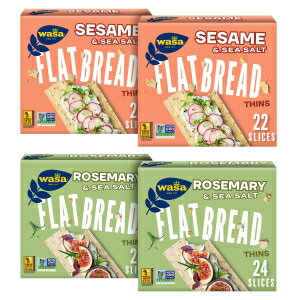 Glomarket㤨Wasa Flatbread Thins Variety Pack (Pack of 4, Rosemary & Sea Salt and Sesame & Sea Salt, Crackers, Non-GMO IngredientsפβǤʤ4,479ߤˤʤޤ