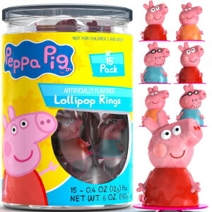 Peppa Pig Lolly Pops Candy Ring 15Pk - Peppa Pig Birthday Party Supplies For Party Candy For Kids Birthday - Peppa Pig Birthday Decorations For Peppa Pig Party Favors Peppa Pig Cupcake Toppers - Peppa Pig Candy G