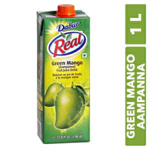Dabur リアル グリーン マンゴー/アンパンナ フルーツ (カクテル/モクテル) ジュース ドリンク 1 Ltr 3 個パック Dabur Real Green Mango/Aampanna Fruit (Cocktail/Mocktail) Juice Drink 1 Ltr pack of 3