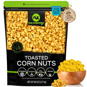 楽天GlomarketNut Cravings - Toasted Corn Nuts, Roasted & Salted, Crunchy Kernels - Original Flavor （80oz - 5 LB） Packed Fresh in Resealable Bag - Healthy Snack, Protein Food, All Natural, Vegan, Kosher