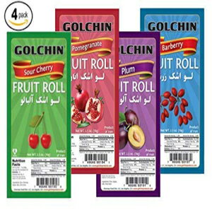 ゴルチン フルーツ ロール、2.5 オンス (4 個パック) 4 つのフレーバー (サワー チェリー、プラム、ザクロ、バーベリー) をミックス Golchin Fruit Rolls, 2.5 oz (Pack of 4) Mix o 4 Flavors (Sour Cherry, Plum, Pomegranate, Barb