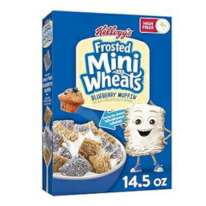 14.3 Ounce (Pack of 1), Blueberry, Kellogg's Frosted Mini Wheats Breakfast Cereal, Fiber Cereal, Kids Snacks, Blueberry Muffin, 14.3oz Box (1 Box)