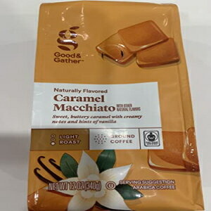 ナチュラルフレーバーキャラメルマキアートライトローストグラウンドコーヒー12オンス（1パッケージ） Naturally Flavored Caramel Macchiato Light Roast Ground Coffee 12 Ounce (1 package)