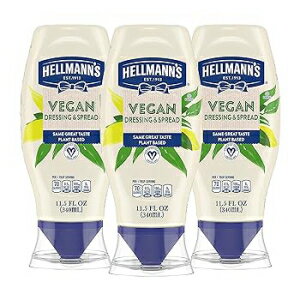 Hellmann's ビーガン ドレッシングとスプレッド ビーガン 3 カラット、マヨネーズに代わるリッチでクリーミーな植物ベースの代替品と同じ素晴らしい味、植物ベース、卵不使用 11.5 オンス Hellmann's Vegan Dressing and Spread Vegan 3 Ct for a Rich,