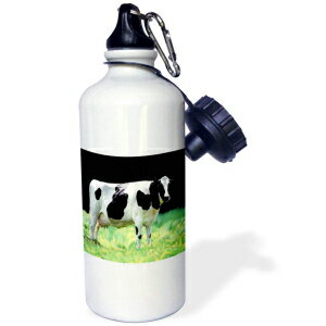 3dRose Holstein Cow Sports Water Bottle, 21 oz, White