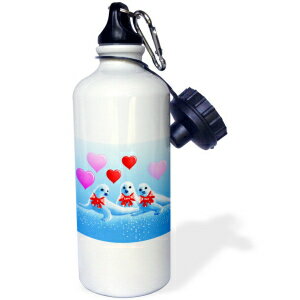 3dRose Sweet Unicorn Inside of a Heart, Floral, Leaves, Myth, Legend Sports Water Bottle, 21 oz, White