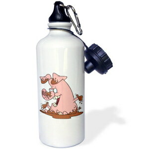 3dRose Funny Cute Snorkeling Swimming Hippo Sports Water Bottle, 21 oz, White