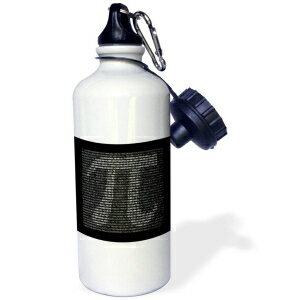 3dRose "Pi Written Out" Sports Water Bottle, 21 oz, White
