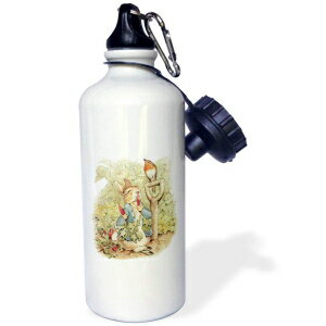 3dRose Peter Rabbit in The Garden-Vintage Art Sports Water Bottle, 21 oz, White