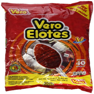 Vero Elotes Paletas Sabor Fresa Con Chile メキシカン ハード キャンディ チリ ポップス 40 個 Vero Elotes Paletas Sabor Fresa Con Chile Mexican Hard Candy Chili Pops 40 Pcs