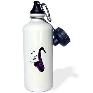 3dRose "sax abstract saxophone w notes purple" Sports Water Bottle, 21 oz, White