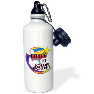 3dRose Solar Power Cute Believer Design-Sports Water Bottle, 21oz , 21 oz, Multicolored