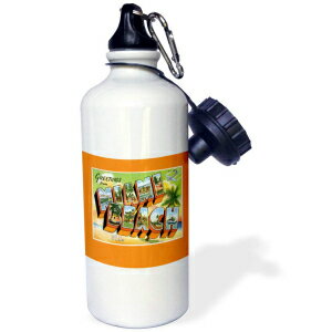 3dRose Greetings Beach Florida Bold Letters with Scenes from Miami-Sports Water Bottle, 21oz , Multicolored