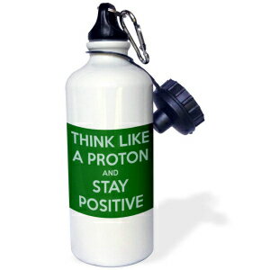 3dRose Think Like A Proton and Stay Positive, Green Sports Water Bottle, 21 oz, Multicolor
