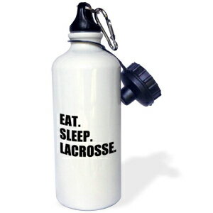 3dRose Eat Sleep Lacrosse-Gifts Enthusiasts Lax Crosse Black Text Sports Water Bottle, 21Oz, Multicolored