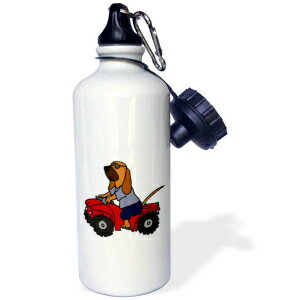 3dRose Funny Bloodhound Redneck Dog Riding Red ATV-Sports Water Bottle, 21oz , 21 oz, Multicolor