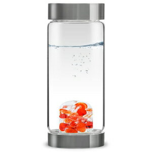 VitaJuwel ViA Passion - Crystal Water Bottle with Carnelian & Halite Salt